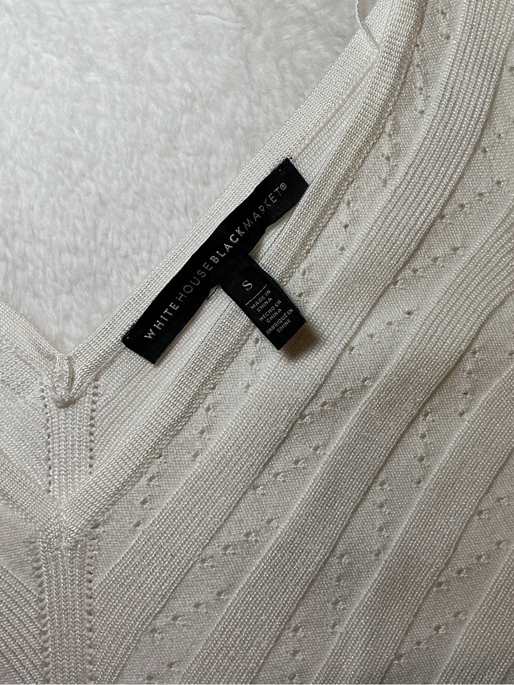 Ivory V-Neck Knit Sweater Top - Picture 5 of 6